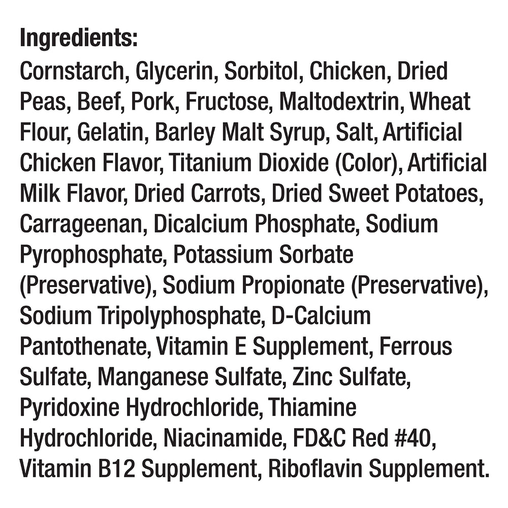 DreamBone rouleaux enrichis en vitamines et minéraux, affichage des apports nutritifs.