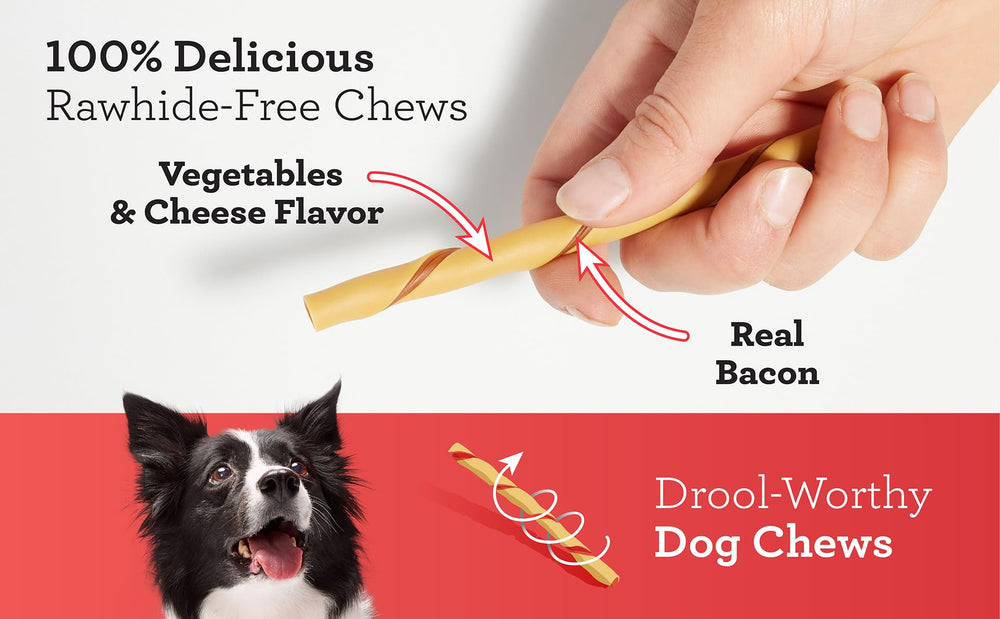 DreamBone Twist Sticks bacon-fromage parfaitement adaptées aux sorties quotidiennes.