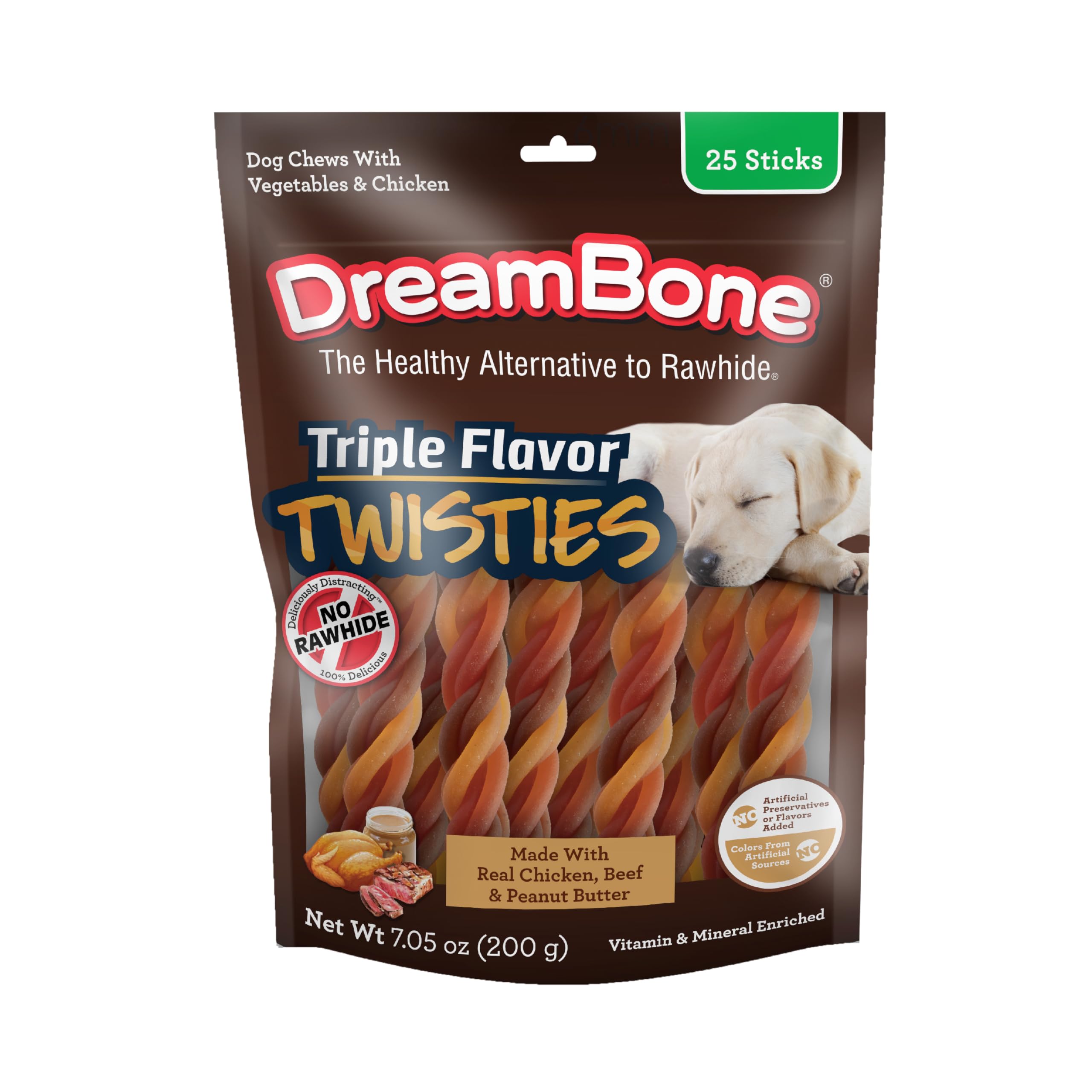 DreamBone Twisties triple saveurs paquet: récompense sans cuir brut pour chien.