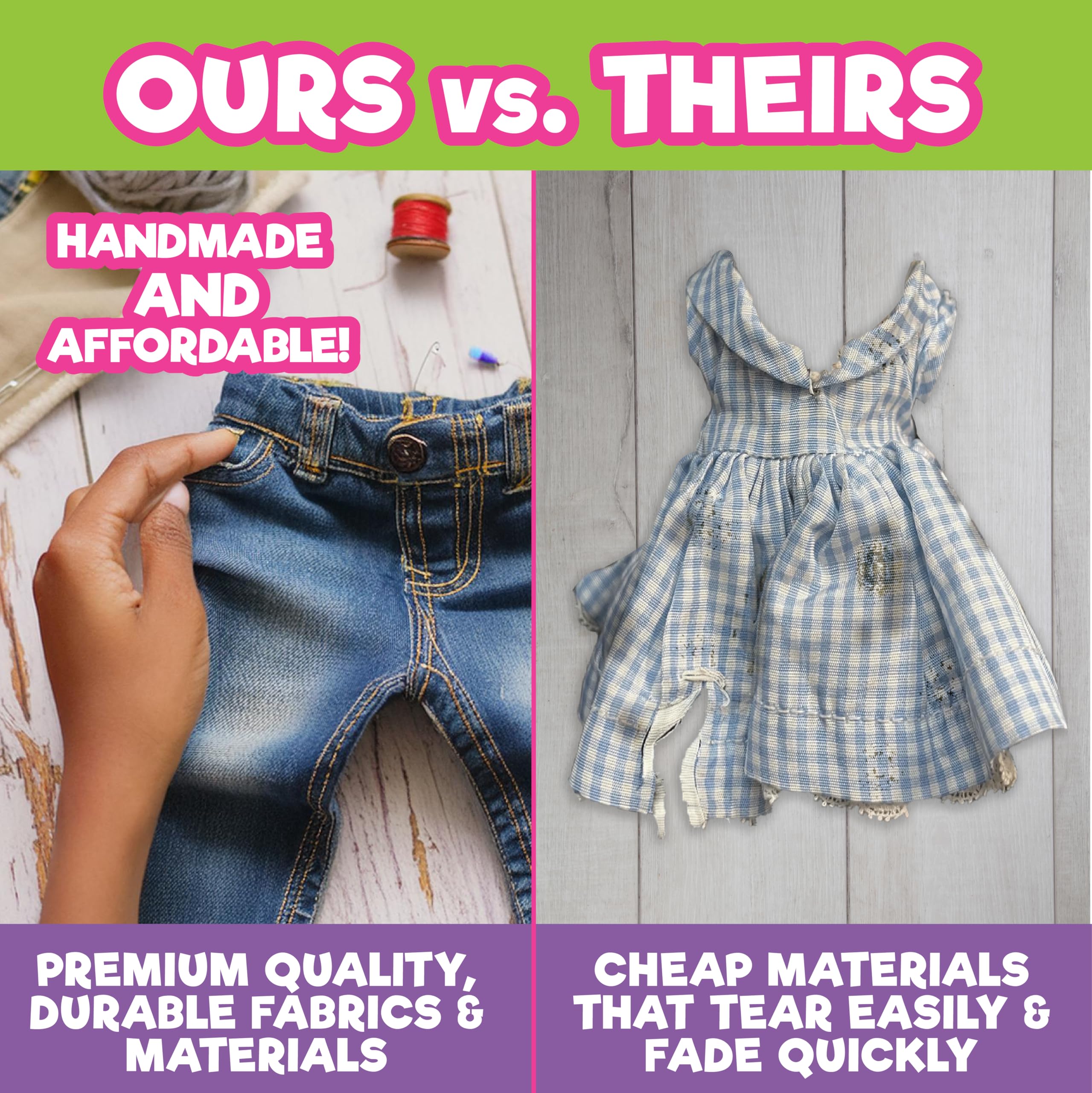 Dress Along Dolly – ceinture ajustable pour poupée 18 pouces et tenue complète.