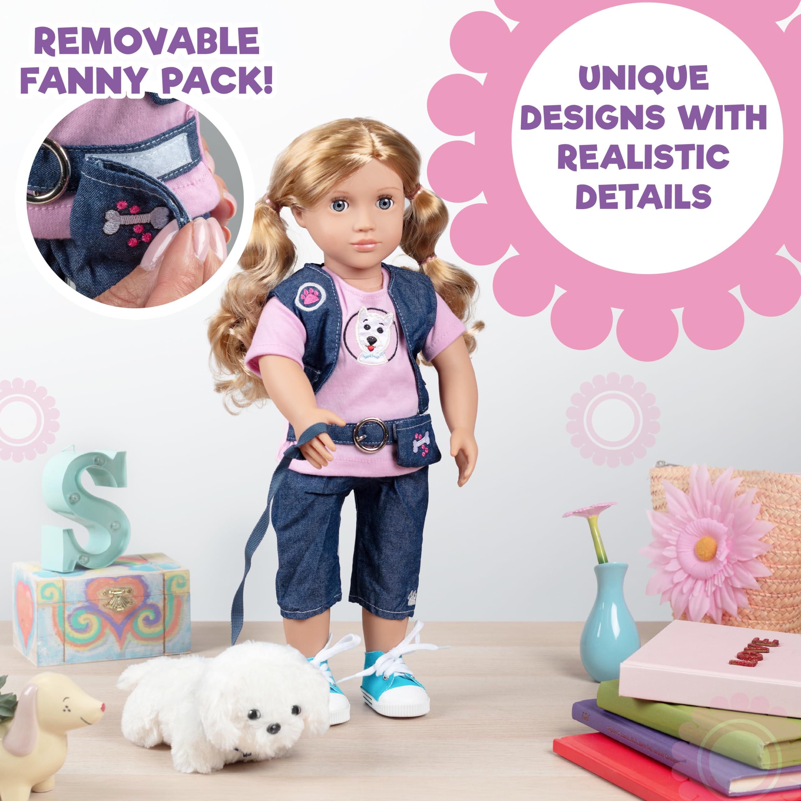 Dress Along Dolly – chaussures élégantes pour poupée 18 pouces, accessoire final.