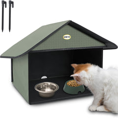 Station Dreyoo pour repas extérieur du chat protégée contre pluie et neige