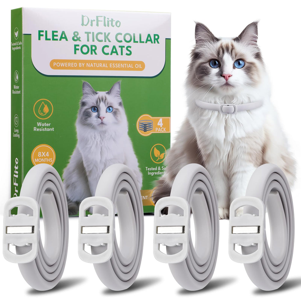 Collier DrFlito pour chat offrant protection jusqu’à huit mois.