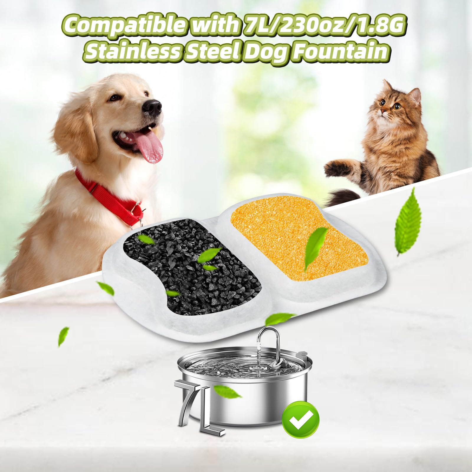 DrFlito filtre carbone actif 5 couches pour fontaine chien apaise les odeurs.
