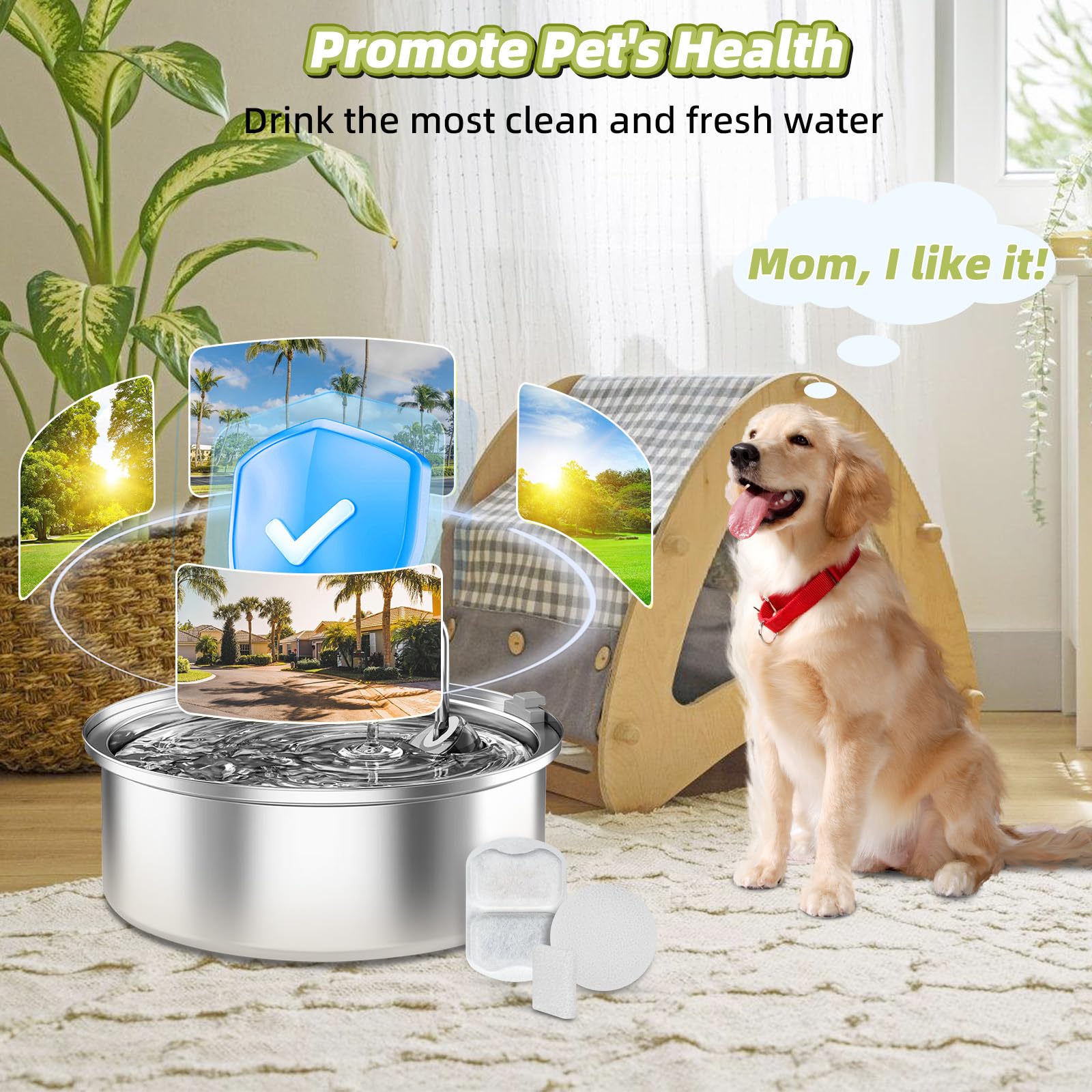 DrFlito kit remplacement filtre eau chien pour un débit constant.