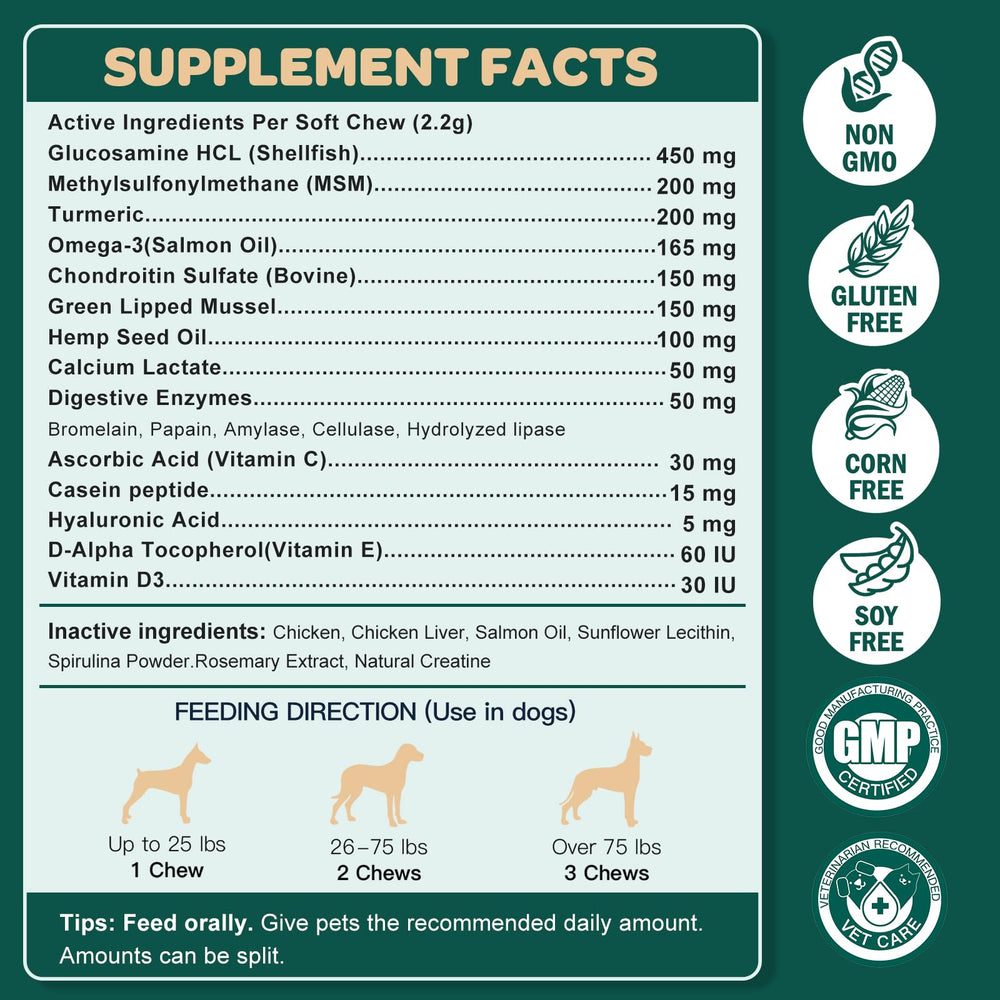 DRFOSTER Glucosamine pour chiens – ouverture du bocal et fraîcheur préservée.