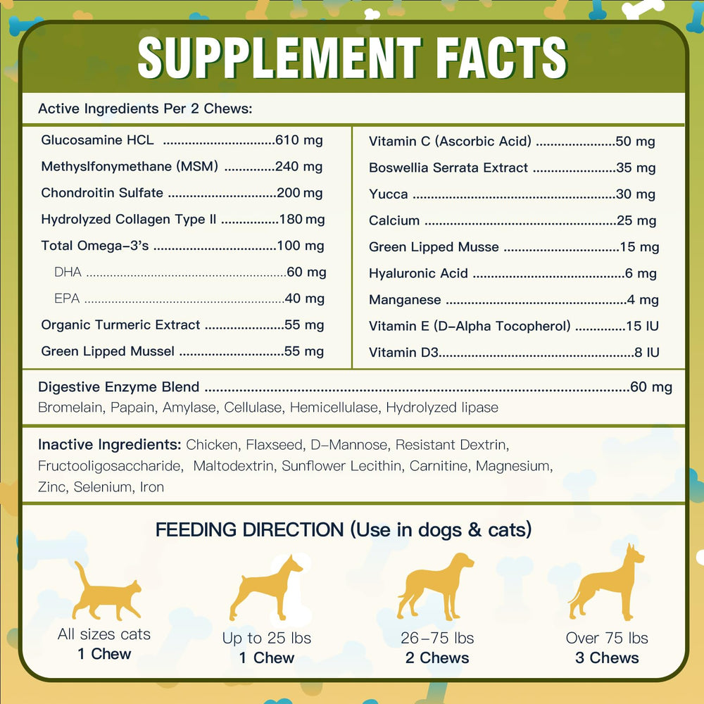 DRFOSTER Glucosamine pour chiens: sans conservateurs ni allergènes courants