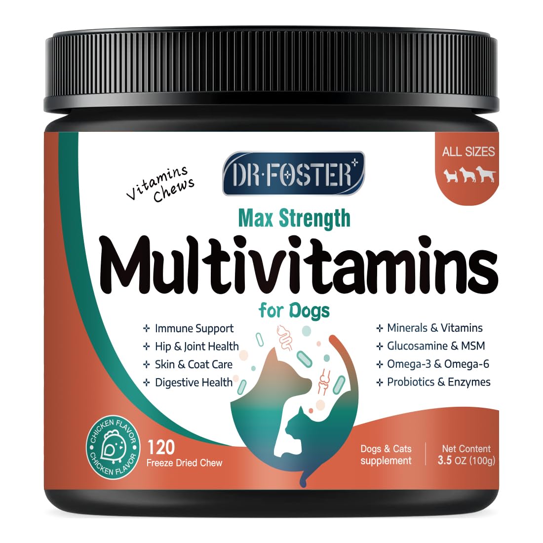 DRFOSTER friandise vitaminée au poulet pour chien, soutien énergie.