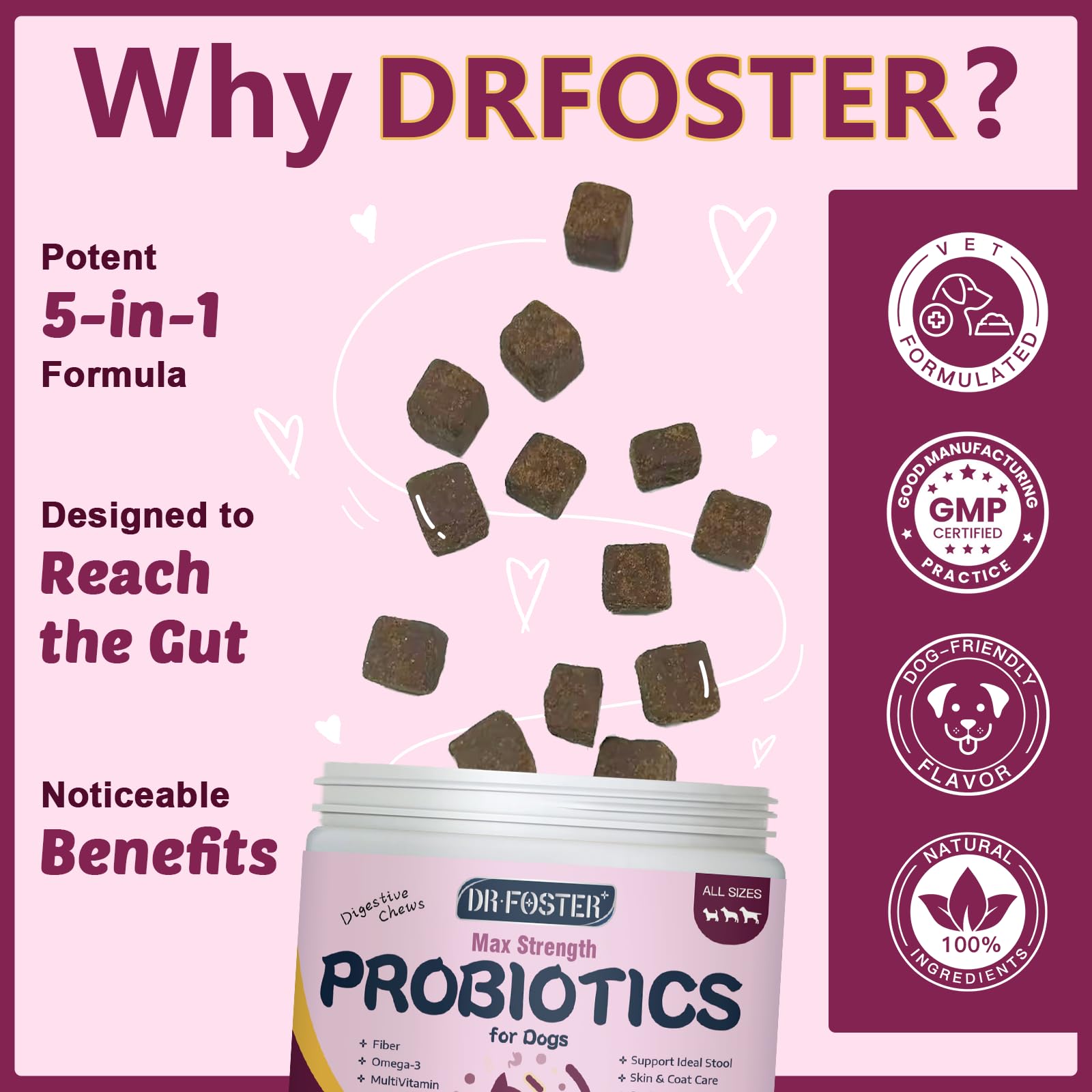 DRFOSTER ingrédients sans gluten, sans soja et sans maïs, sans OGM.