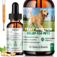 DriRaych bouteille de gouttes pour levures du chien, soulage rapidement les irritations.