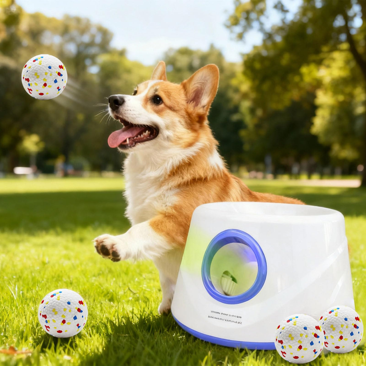 Lanceur de balles automatique DRK INNOTECK en action, stimulation sans effort pour votre chien.