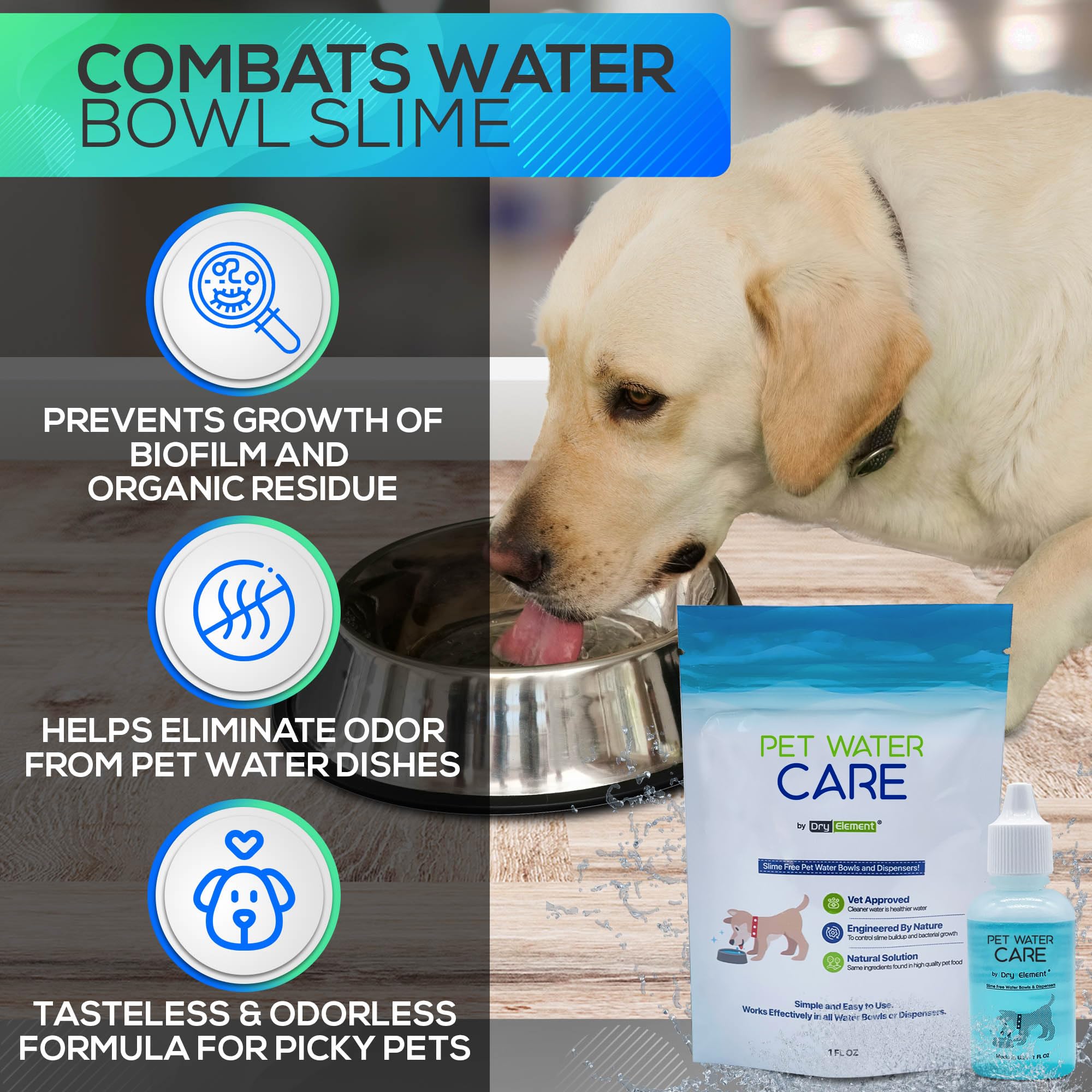 Dry Element Pet Water Care – chat boit eau, goût neutre et sans odeur