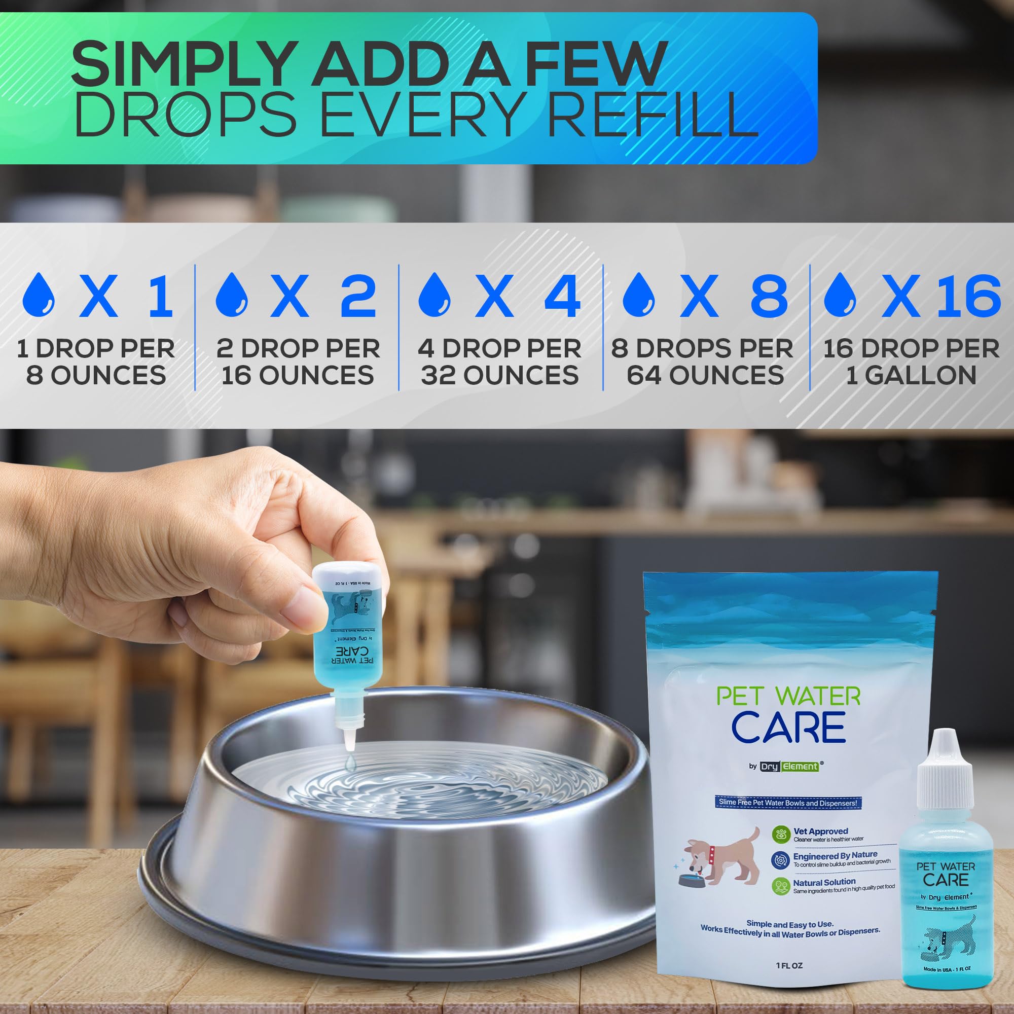 Dry Element Pet Water Care – chien boit eau, haleine potentiellement plus fraîche