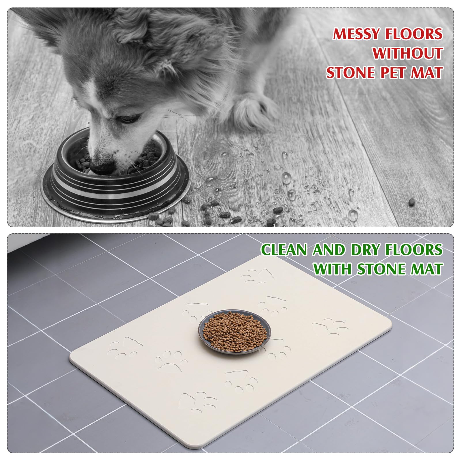 Drydiet tapis en pierre, conçu pour chiens et chats, look élégant.