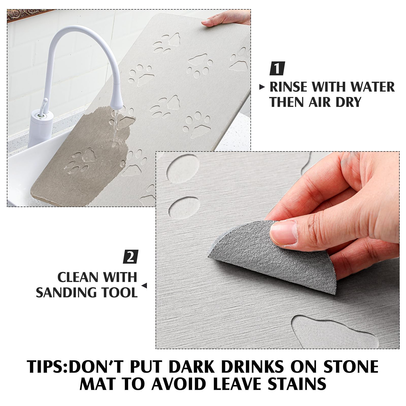 Drydiet Tapis-Pierre ensemble complet avec sous-tapis et outil