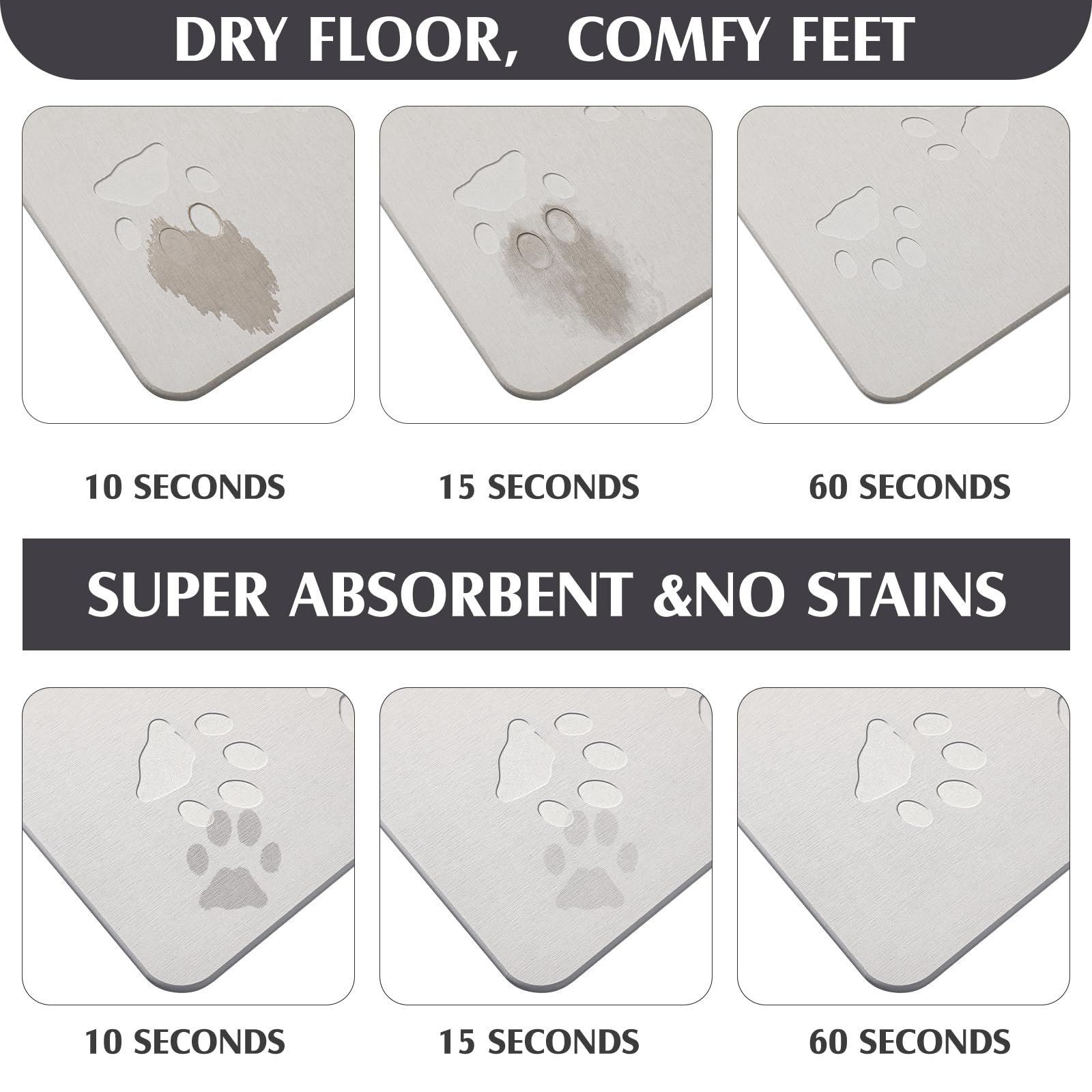 Drydiet Tapis-Pierre motif patte gris clair, aspect décoratif