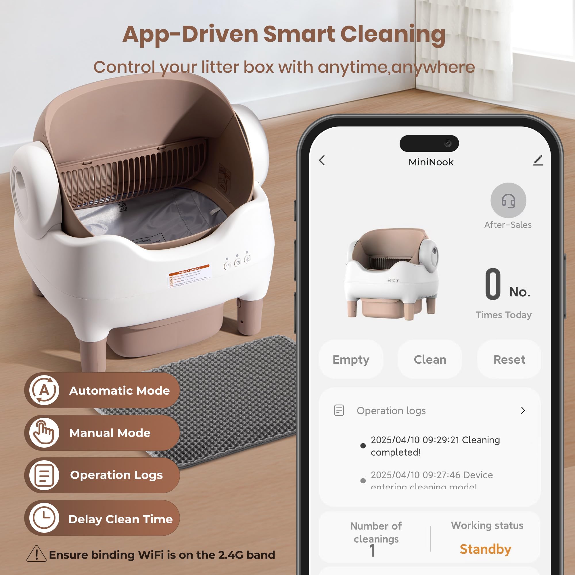 Duabes Litière automatique, application de contrôle, gestion à distance pratique.