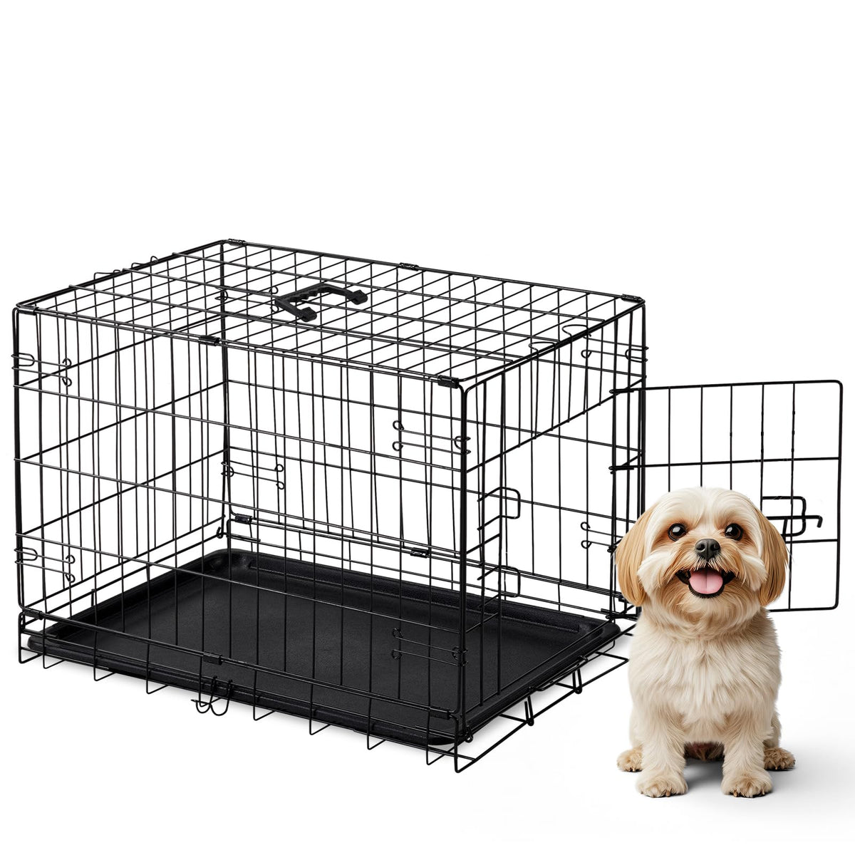 DUMOS cage chien 30 pouces, face ouverte, ventilation et accès faciles.