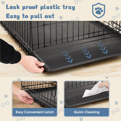 DUMOS cage chien 30 pouces, pliable pour voyage facile et rangement compact.