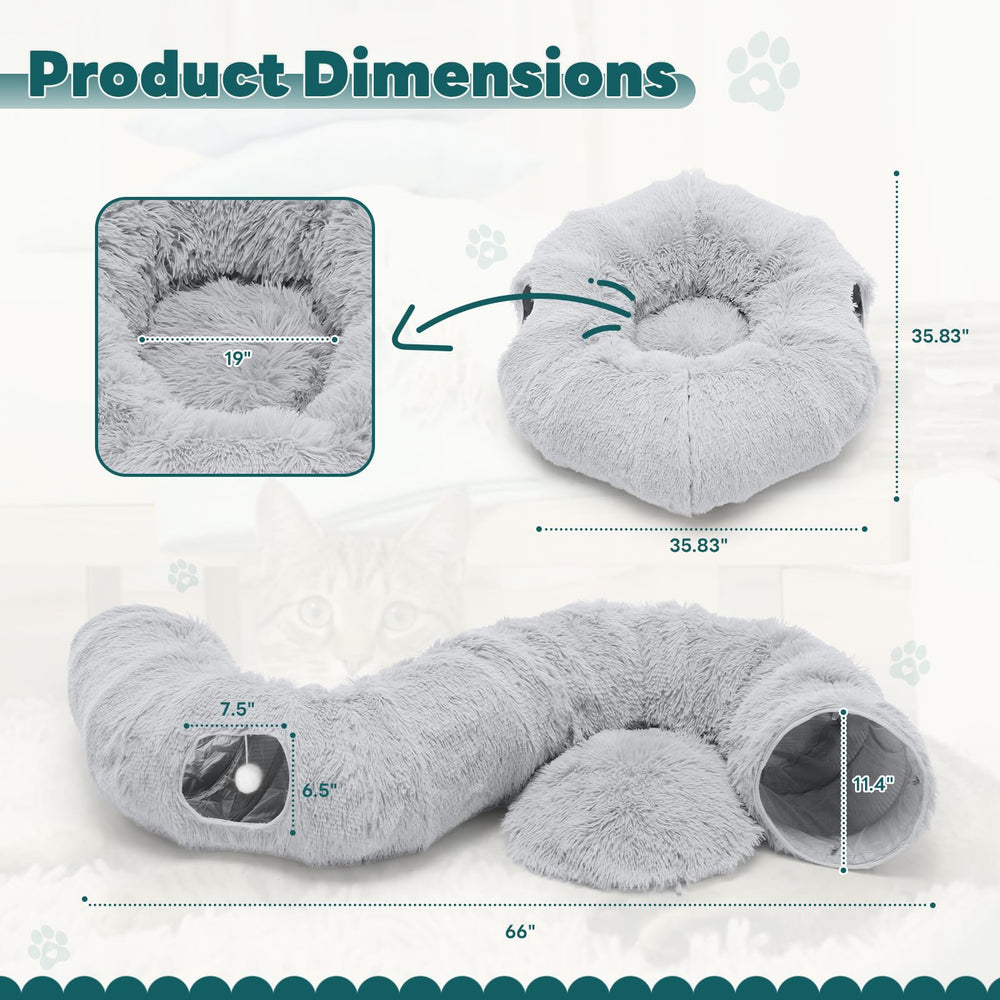 DUMOS structure stable: tunnel gris qui résiste aux griffes et au jeu.