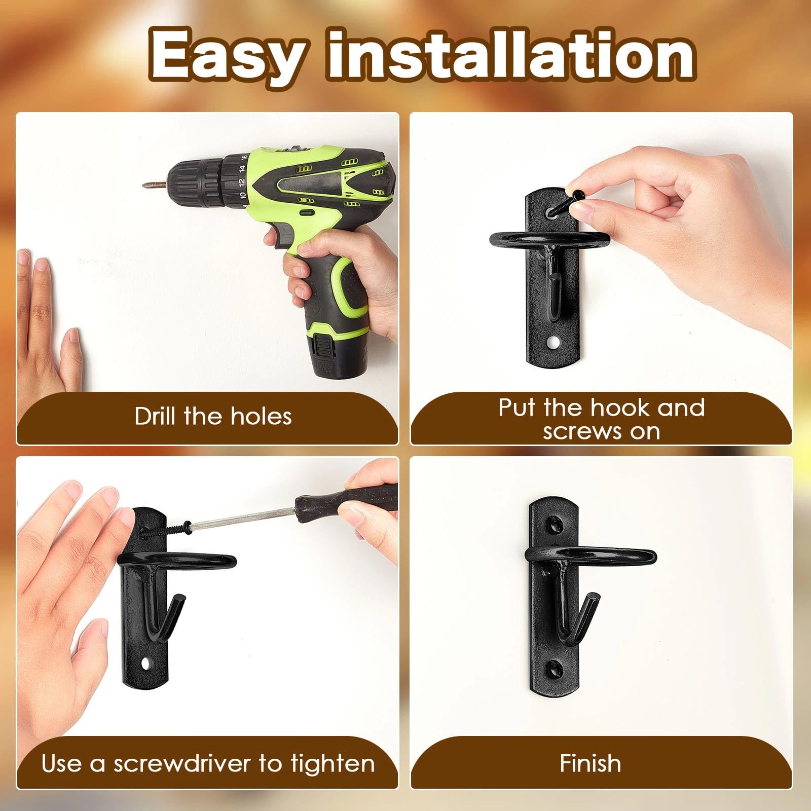 Visserie fournie par Dunzy pour installation rapide des crochets.