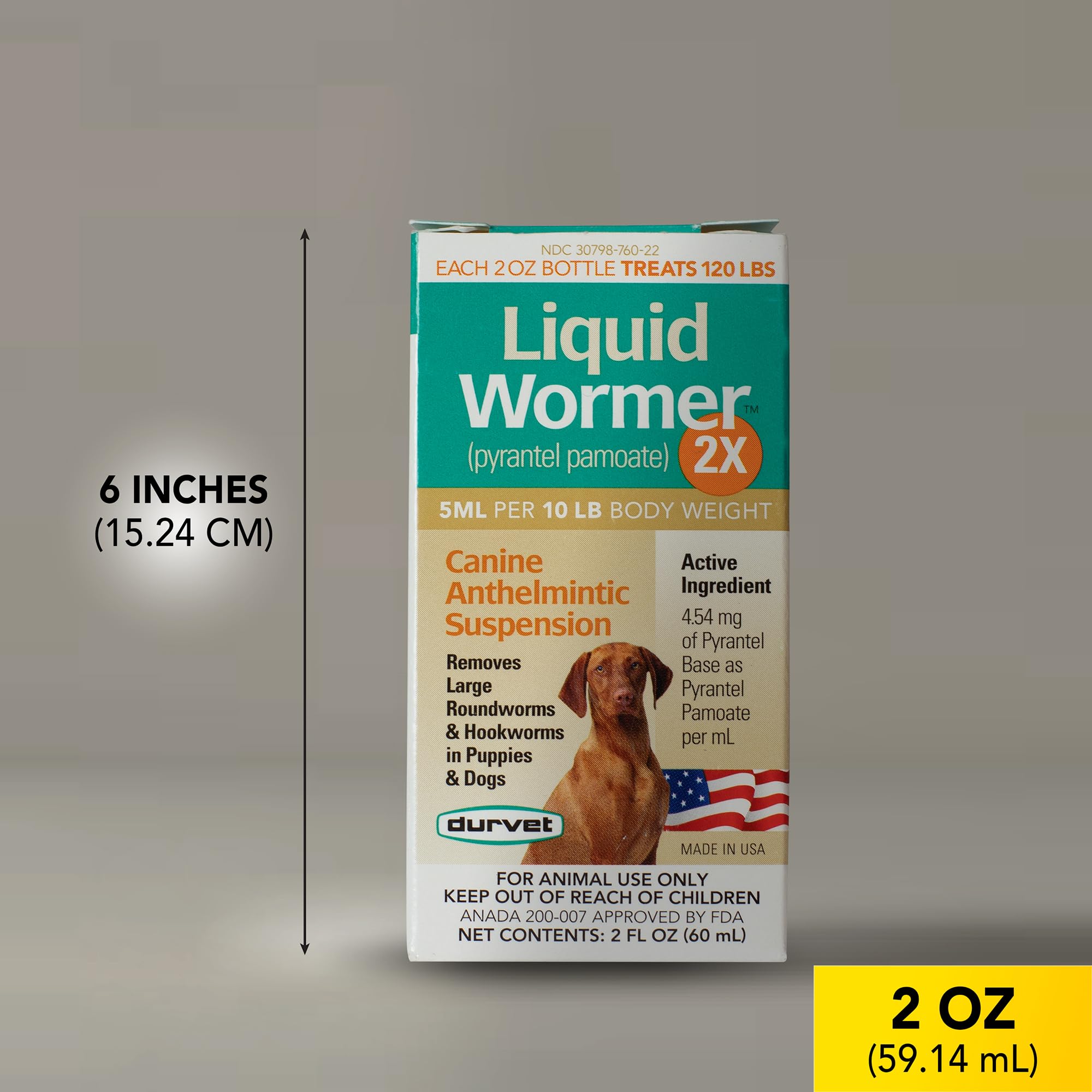 Chien recevant Durvet 2X Vermifuge Liquide, traitement domestique pratique