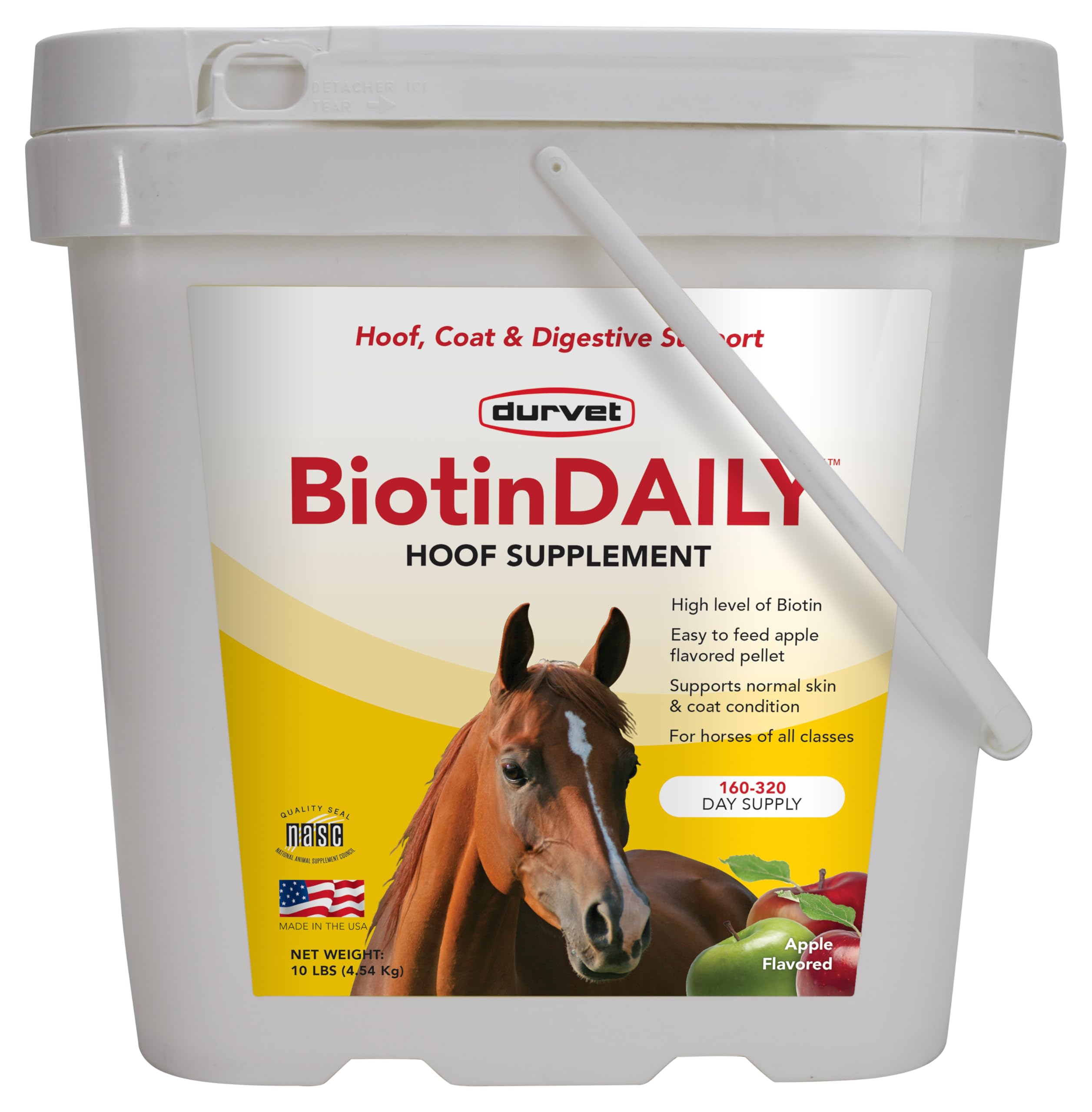 Durvet BIOTIN Daily 10# – Bouteille pratique favorisant la santé des sabots et du pelage.
