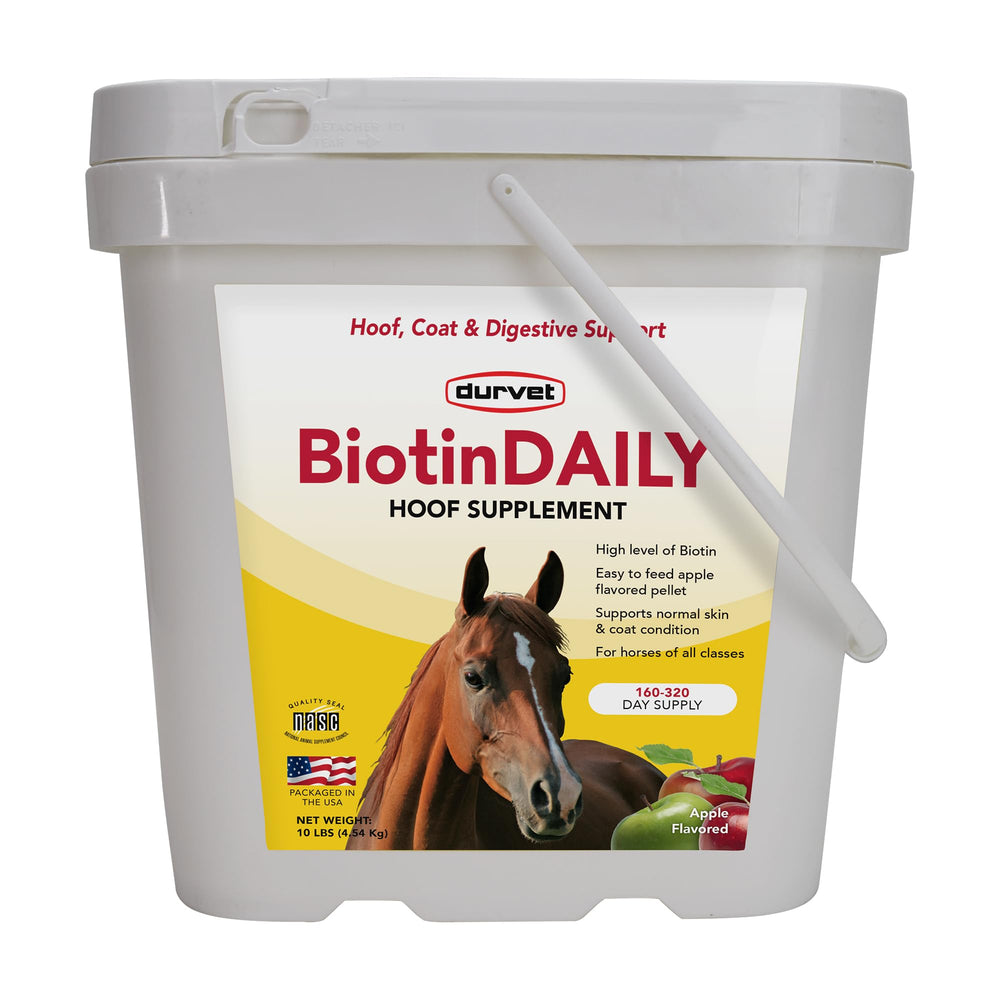 Durvet BIOTIN Daily 10# – Pellets pomme faciles à donner, soutiennent la croissance des sabots.