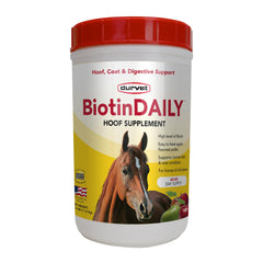 Durvet Biotine Quotidienne – pellets pomme, administration facile et apport nutritionnel doux.