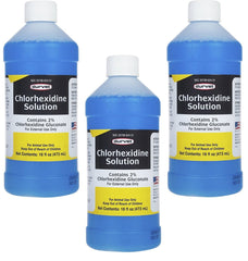 Durvet chlorhexidine 16oz - bouteille en gros plan pour nettoyer les plaies superficielles des chiens.