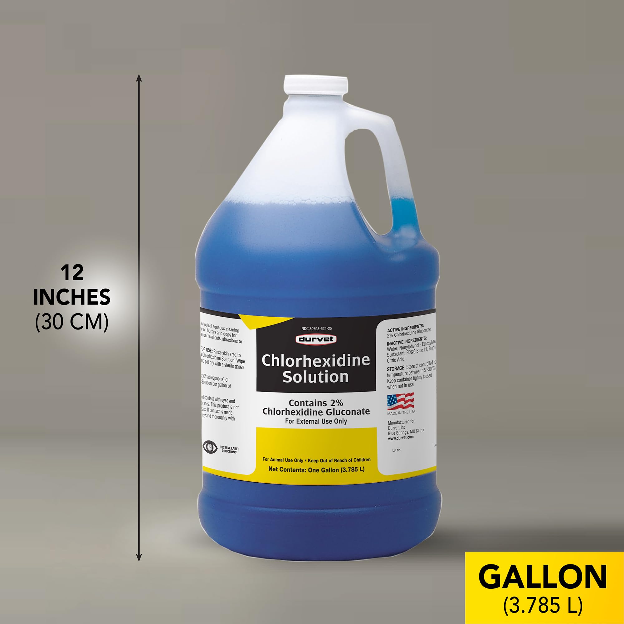 Chlorhexidine 2% Durvet : application sur coupures chez chevaux et chiens.