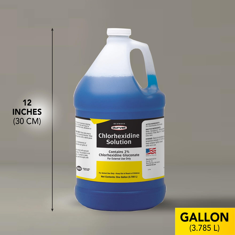 Chlorhexidine 2% Durvet : application sur coupures chez chevaux et chiens.