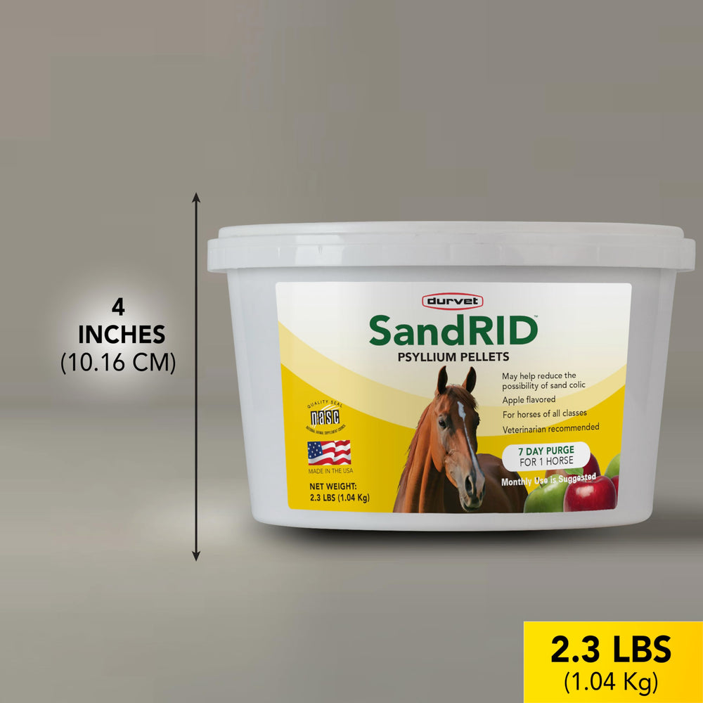 Utilisation quotidienne des pellets Sandrid chez le cheval.