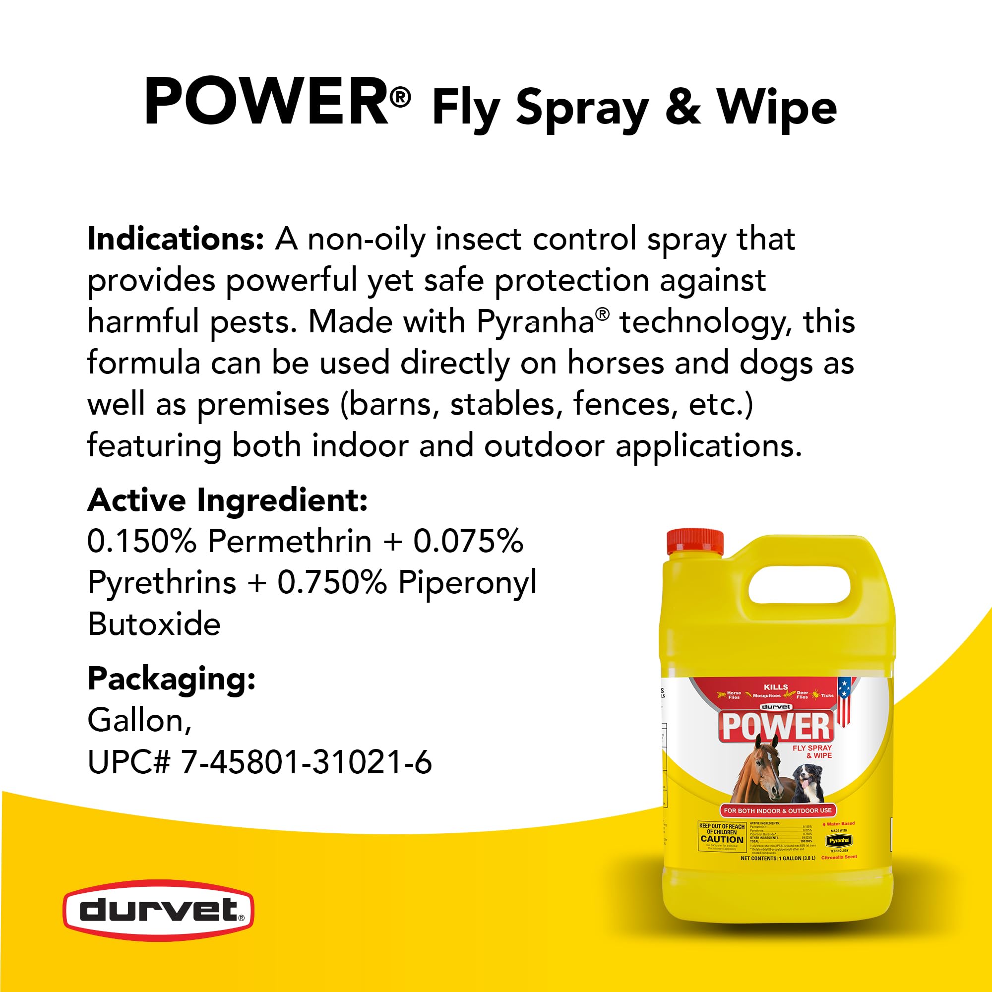 Durvet Fly 003-1021 : zone-dapplication chevaux, ciblage des zones infestées.
