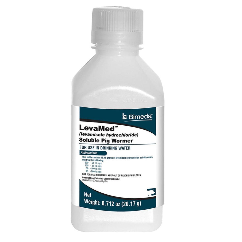 Durvet Levamed, poudre vermifuge porcin, pratique pour traitement par eau.