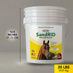 Saveur pomme-mélasse des granulés Durvet Sandrid Psyllium pour cheval.