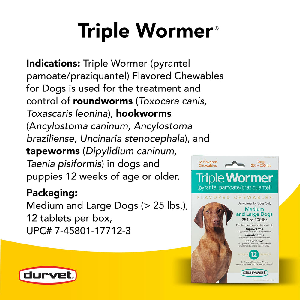 Durvet Triple Wormer : dosage simple à suivre selon le poids.