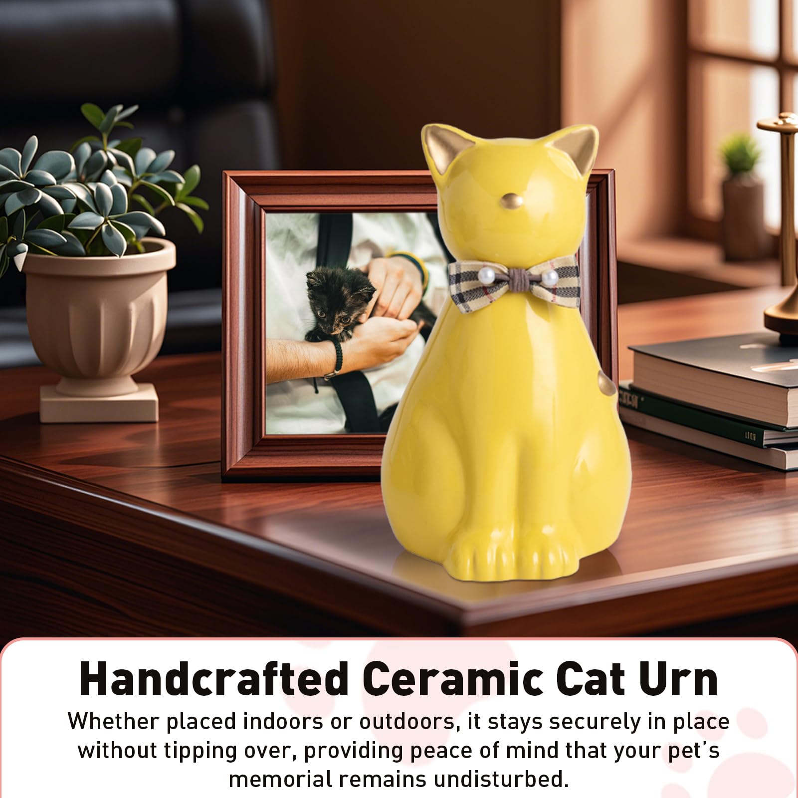 Urne chat Duuclume, pièce de mémoire prête à exposer.
