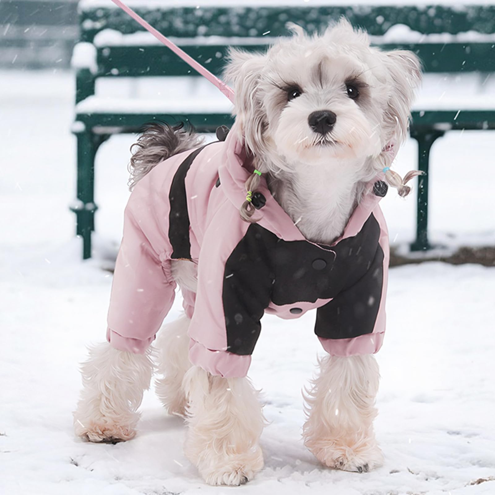 duuclume manteau-chien rose avec visibilite et boucle pour laisse.