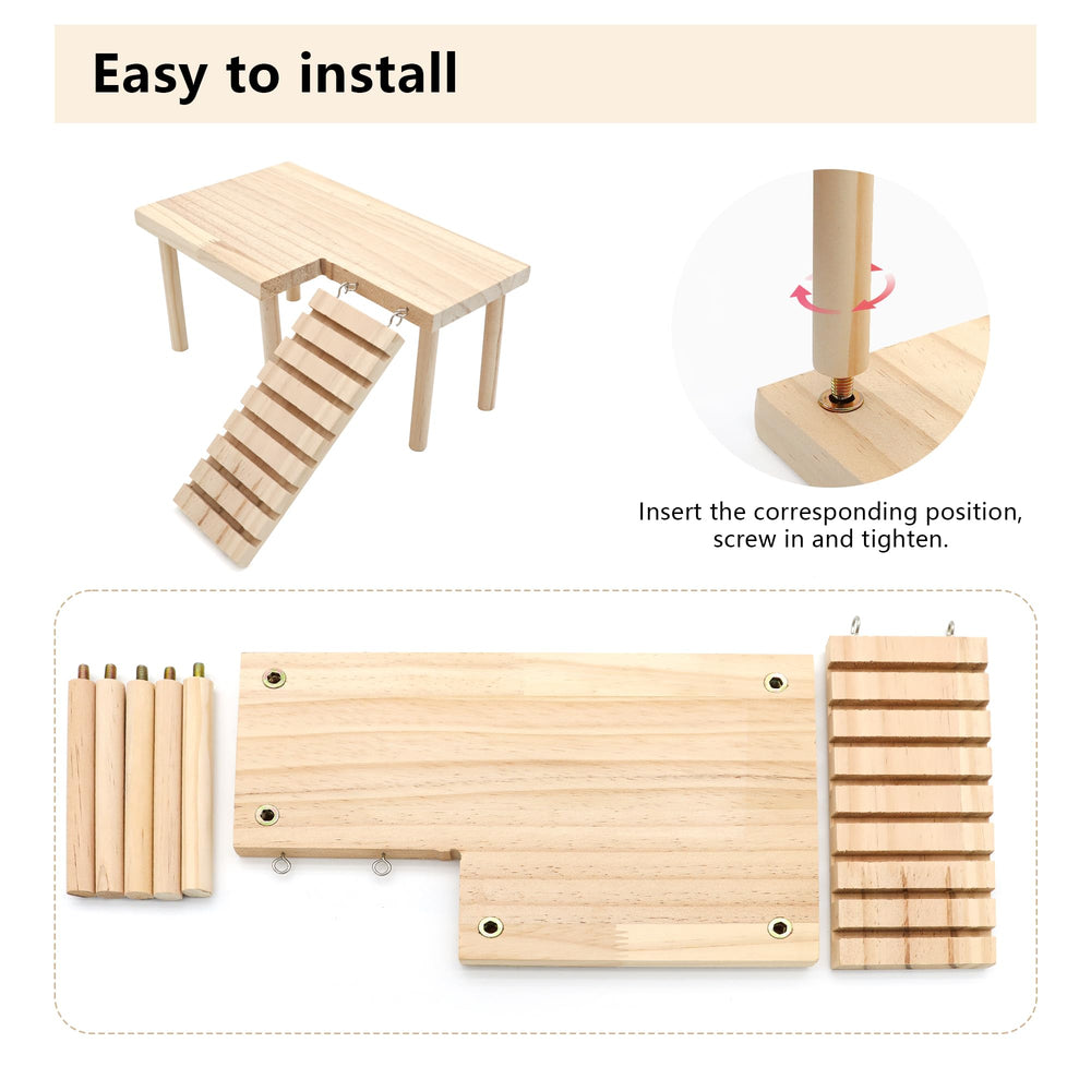 DVHEY échelle pliante en bois, accessibilité facile et sécurité pour hamsters.