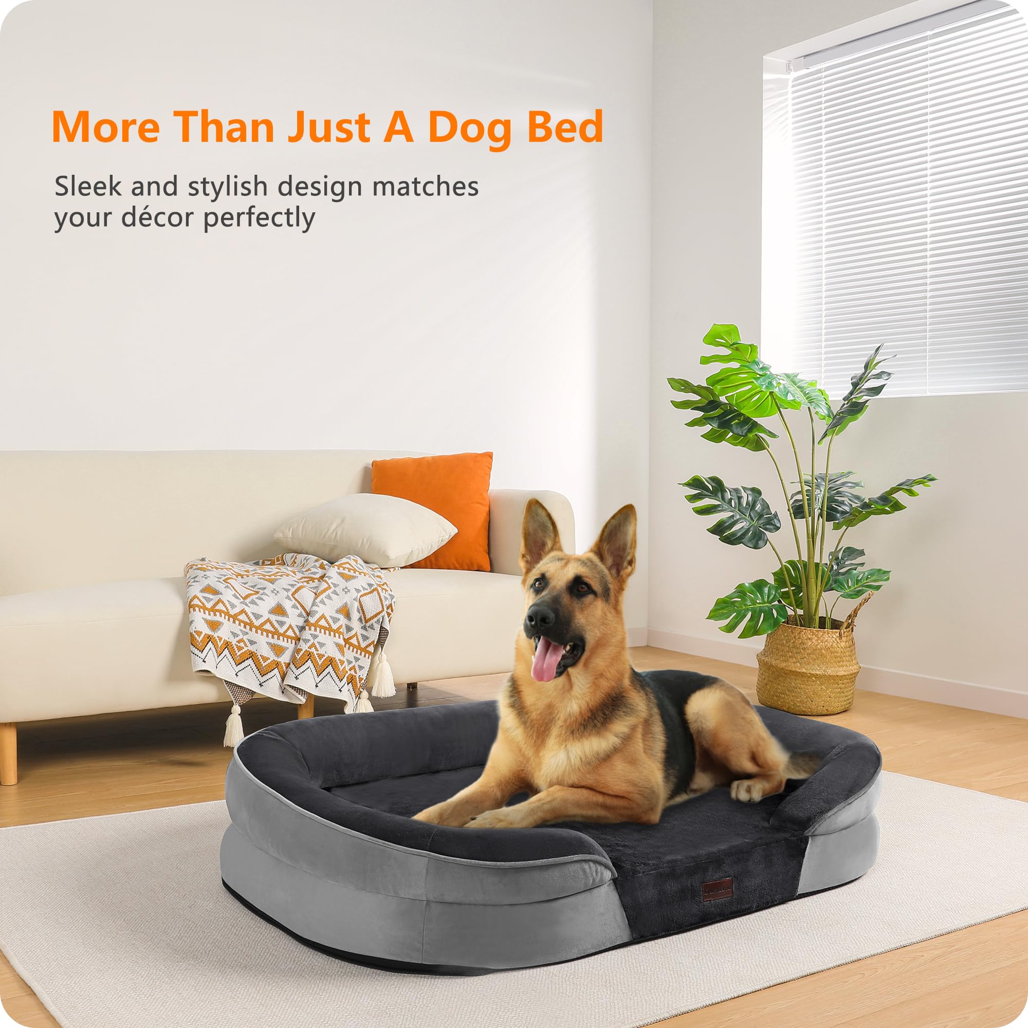 Dwanton lit chien impermable avec housse protectrice etendue pour le nettoyage facile.
