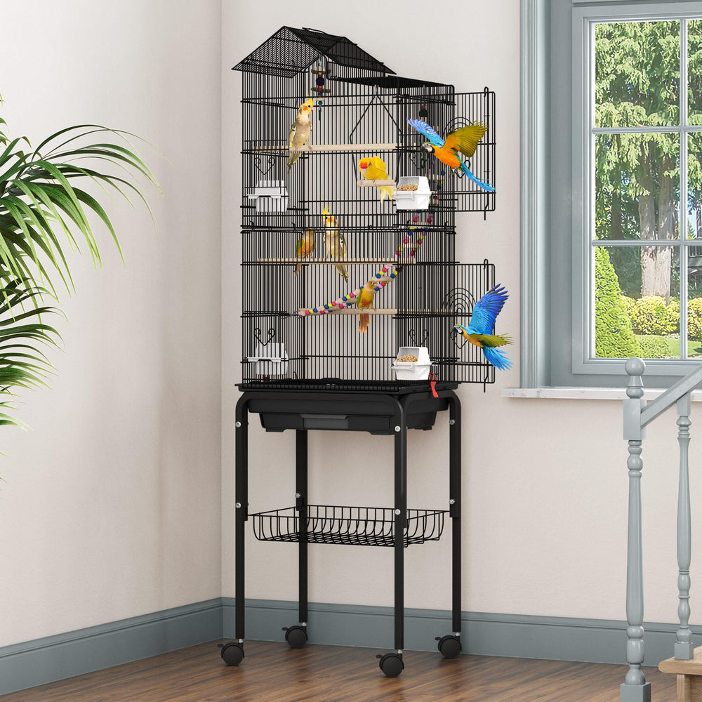 DWVO cage-oiseaux espace de rangement sous-cage pour accessoires.
