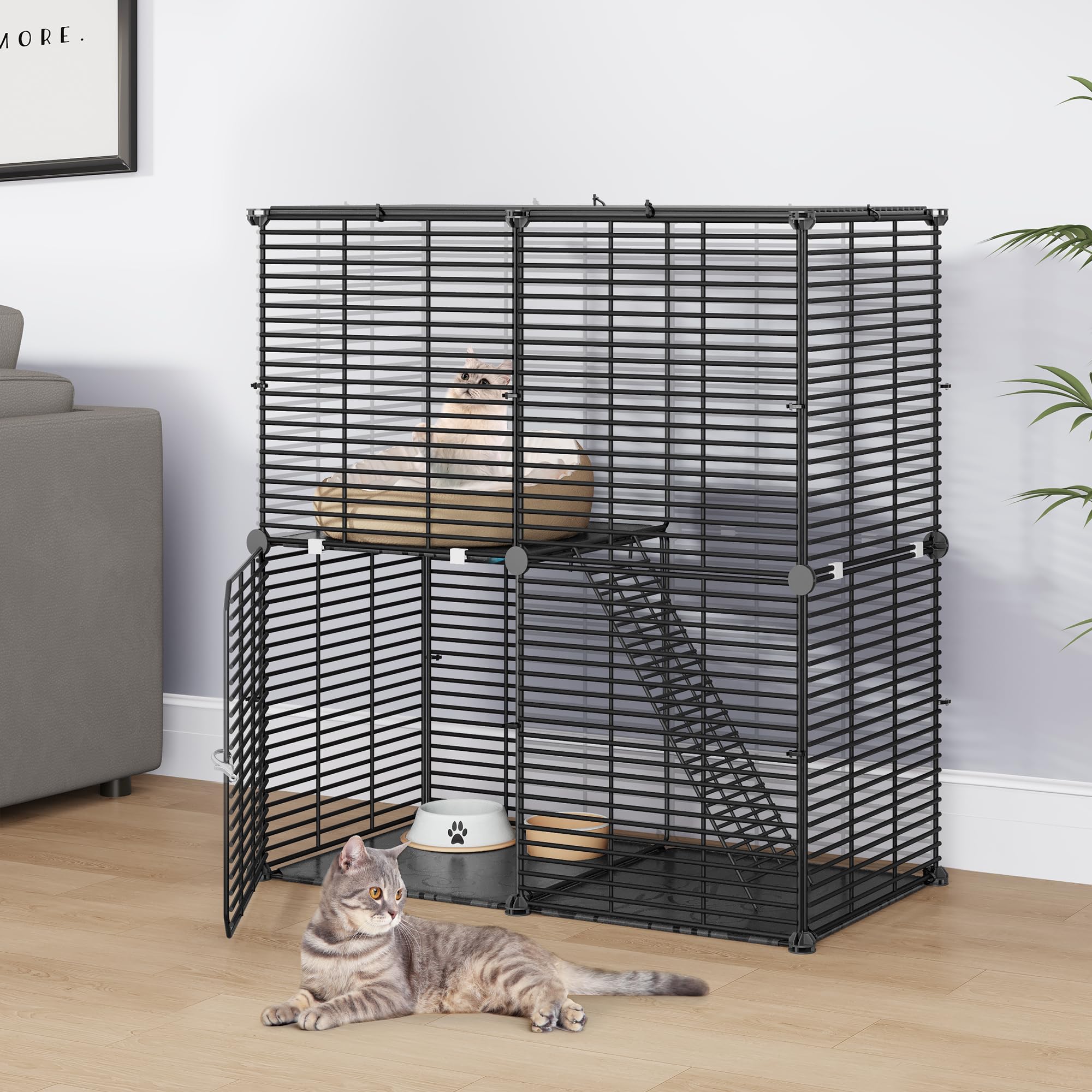 DWVO Enclos chat – escaliers à crochets pour montage stable et rapide