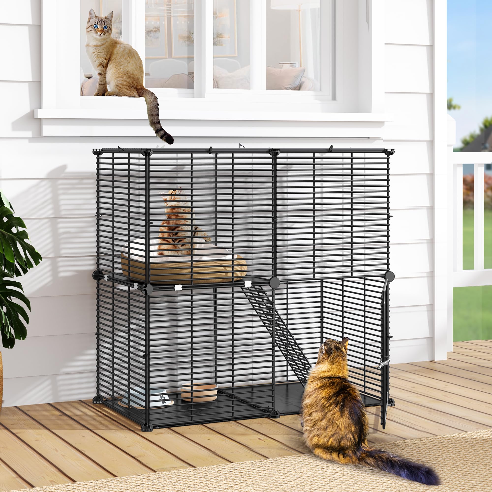 DWVO Enclos chat deux niveaux – plateformes lisses pour jeux sûrs et confortables