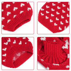 Détail du motif cœur sur le pull Dxhycc pour chien adorable.