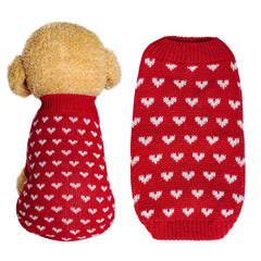 Dxhycc pull chien cœur rouge, vue de face, tissu doux et réchauffant.