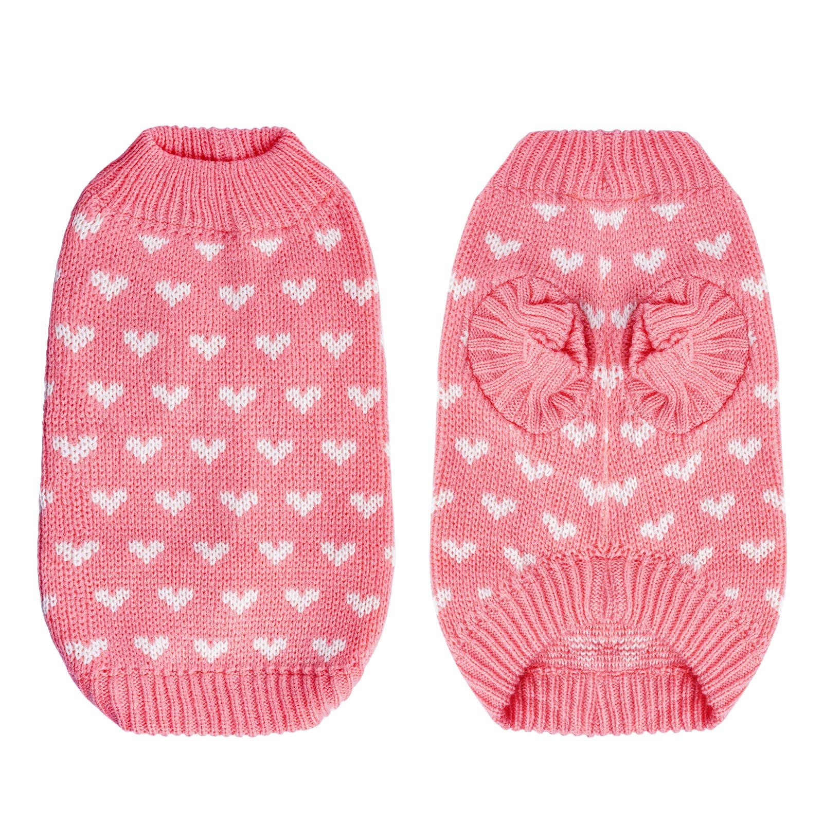 Dxhycc pull-tricot cœur rose pour chien, vue arrière, look charmant.