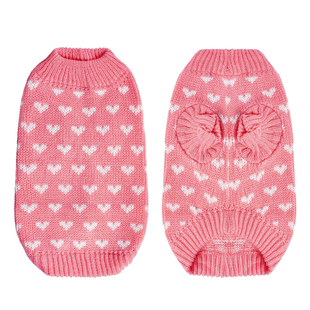 Dxhycc pull-tricot cœur rose pour chien, vue arrière, look charmant.