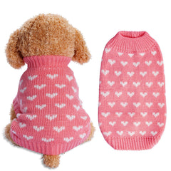 Dxhycc pull-tricot cœur rose pour chien, vue avant, chaleur et style.
