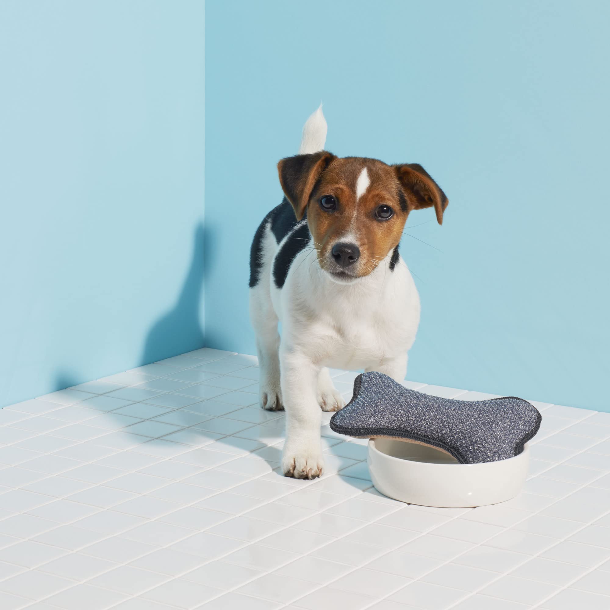 Brosse E-Cloth pour bol animal, face douce éliminant la graisse.